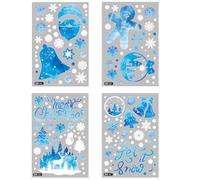 LYQNIHOB 4 photos Noel Autocollants,Stickers Noel Fenetre Réutilisable, Père Noël Wapiti Flocon de Neige, Flocon de Neige Intérieur Deco Noel pour Porte Vitrine Verre, Deco Noel pour Fenetre