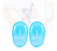 LYQNIHOB Set de 2 protège-oreilles en plastique bleu anti-taches - idéal pour préserver vos caches-oreilles de la teinture, de la coiffure, du bain et de la douche tout en protégeant vos oreilles,