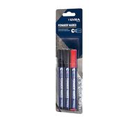 Lyra 4018005 Lot de 3 marqueurs permanents étanches pour bois, métal, pierre, etc. (2 x noir/1 x rouge)
