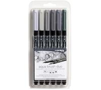 LYRA Aqua Brush Duo - Blister 6 feutres double pointe tons gris