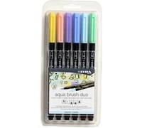 LYRA Aqua Brush Duo - Blister 6 feutres double pointe couleurs pastels