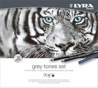 Lyra – Boîte métal de pastels et crayons d'esquisse – tons gris avec accessoires – 25 pièces