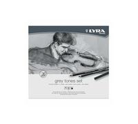 LYRA - Boîte métal de pastels et crayons esquisse tons gris + accessoires - 25 pièces