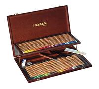 Lyra - Coffret bois de 96 crayons de couleur aquarellables Rembrandt + les accessoires, couleurs assorties