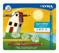 LYRA - COFFRET MÉTAL DE 18 CRAYONS DE COULEUR SUPER FERBY, IDÉAL USAGE SCOLAIRE G