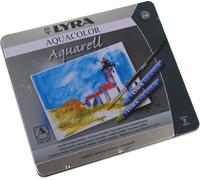 LYRA Crayons de cire pour aquarelle 24 pièces Couleurs brillantes Emballage en métal