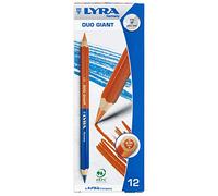 LYRA Duo Giant Lot de 12 crayons de couleur bicolore rouge/bleu laqués dans | Crayons de couleur, hexagonaux, mine 6,3 mm, diamètre 10 mm