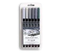 Lyra Feutre Pinceau Aquarellable à Double Pointe Dans Des Tons De Grisblister De 6 Unités Assorti