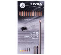 LYRA Graduate Graphite - Etui 12 crayons graphite pour dessins artistiques et techniques