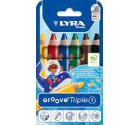 LYRA Groove Triple 1 - Etui 6 crayons de couleur | Couleurs assorties, pour enfants et écoles primaires