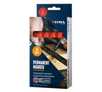 LYRA L4010017 Lot de 10 marqueurs permanents Rouge 2-6 mm pour marquage professionnel sur surfaces lisses et rugueuses