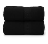 Lyra Linens Lot de 2 ou 4 Serviettes de Bain 100% Coton égyptien, 500 g/m², qualité hôtelière, 50 cm x 85 cm, séchage Rapide, Douces et absorbantes, Serviettes pour Cheveux (2, Noir)