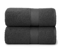 Lyra Linens - Lot de 2 ou 4 serviettes de bain 100 % coton égyptien de qualité hôtelière 500 g/m², 50 cm x 85 cm, séchage rapide, douces et absorbantes, gris anthracite