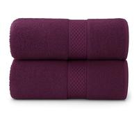 Lyra Linens Lot de 2 ou 4 Serviettes de Bain 100% Coton égyptien de qualité hôtelière de 500 g/m², 50 cm x 85 cm, séchage Rapide, Douces et absorbantes, Aubergine