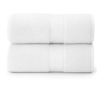 Lyra Linens - Serviettes de Salle de Bain 100% Coton égyptien - Lot de 2 ou 4 500 g/m² de qualité hôtelière, 50 cm x 85 cm, séchage Rapide, Douces et absorbantes, Serviettes pour Cheveux (2, Blanc)