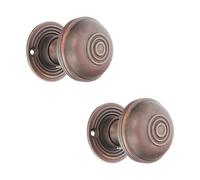 LYRA Paire de poignées de porte à mortaise Bloxwich en bronze vieilli 50 mm | Poignée de porte ronde traditionnelle en laiton massif pour intérieur vintage et classique