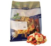Lyra Pet® 1 kg de mélange de Fruits et légumes séchés | Bananes, Pommes & Carottes | Riche en vitamines & Fibres | Aliment Naturel Unique pour Oiseaux, rongeurs, Chevaux & Reptiles