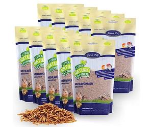 Lyra Pet® 10 x 1 kg vers de Farine séchés, Aliment de qualité Premium | Aliment riche en protéines - source d’énergie pour insectivores - vitamines & minéraux - oiseaux sauvages, rongeurs &reptiles