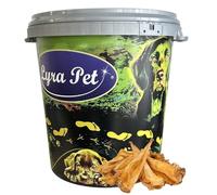 Lyra Pet® 100 pcs. Oreilles de bœuf env. 6 kg + Seau de 30 L | Snack Naturel | Idéal hygiène Dentaire | Friandise pour Chiens | Article à mâcher digeste | Aliment Riche en protéines