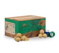 Lyra Pet® | 150 Boules de Graisse sans Filet de la Marque ALB-MÜHLE céréales complètes et Noix + 2 distributeurs | Nourriture pour Oiseaux Sauvages | Riche en protéines à Base d'arachides