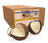 Lyra Pet® 2 x 4 Noix de Coco entières fourrées V-Cut | Nourriture pour Oiseaux Sauvages Riche en nutriments et en énergie | Noix de Coco fourrée de Graisse | pour Toute l'année | Boulettes de mésange