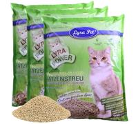 Lyra Pet® | 3 x 10 litres de litière agglomérante Lyra Power en Fibres d'herbe | Litière agglomérante Naturelle et biodégradable | 500% de Pouvoir Absorbant | Même pour Les Chats sensibles