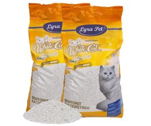 Lyra Pet® | 30 litres Litière pour Chat White Cat | Parfum de Talc pour Bébé | Puissance d'Absorption de 350% | Produit Naturel à Base de Bentonite | Haut Pouvoir Agglomérant | Neutralise Les Odeurs