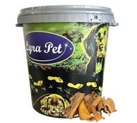 Lyra Pet® 5 kg Cuir chevelu de bœuf 4-8cm + Seau de 30 L | Snack Naturel Dentaire | Friandise protéinée pour Chiens | Plaisir de Mastication Durable | Aliment Faible en Gras & digeste