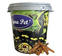 Lyra Pet® 5 kg Queue de bœuf séchée Nature + Seau de 30 L | Friandise à mâcher pour chiens - Riche en protéines - Jouet à mâcher nutritif - Récompense riche en cartilage et collagène