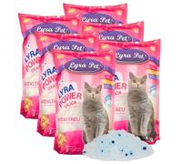 Lyra Pet® 6 x 5 L = 30 L Lyra Power Silica litière silice sans poussière | Sans agglomération | Neutralise les odeurs | Sans poussière & sans parfum | Hygiénique & très absorbante