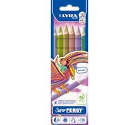 Lyra Super Ferby 3721062 Crayons de couleur triangulaires géants, mine de 6,25 mm, lot de 6 crayons, couleurs métalliques assorties