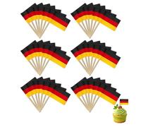 Lyramis 100 Pièces Drapeau Allemand,25x35cm Cure-dent Drapeaux Petit mât Drapeau Allemand,pour drapau pic Aperitif Bois Drapeaux Papier Cure Dents Deco National Day Decoration