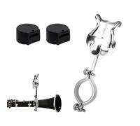 Lyre Clarinette avec 2 Coussinets de Pouce pour Clarinette, Clip Partition de Clarinette Argenté Pince de Lyre de Marche Support de Musique pour Clarinette pour Instruments de Fanfare