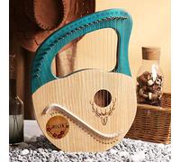 LYRE HARP 24 cordes, cordes en métal Harpe en bois, harpe de lyois en acajou avec clé à réglage, cadeau de sac pour débutants instruments amateurs de musique amoureux enfants adulte (Color : Blue)