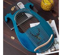 Lyre Harp Harpe en acajou massif, 16 cordes en métal - Piano à pouce avec touches d'accord et pagaies - Pour enfants et adultes - Pour les amateurs de musique - Bleu