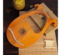 Lyre Harp Harpe en acajou massif, 16 cordes en métal - Piano à pouce avec touches d'accord et pagaies, pour enfants et adultes, amateurs de musique débutants, couleur bois avec motif)