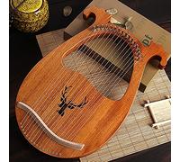 Lyre Harp Harpe en acajou massif, 16 cordes en métal - Piano à pouce avec touches d'accord et pagaies - Pour enfants et adultes - Pour les amateurs de musique et les débutants (couleur bois)