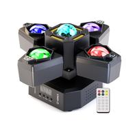 Lyre LED 120W Mini Lumière de Scène,Beam à Tête Mobile à 4 Bras,Projecteur LED RGB avec Télécommande,DMX512,Lumière de Fête Stroboscope pour DJ Fête Bar Mariage Halloween Noël