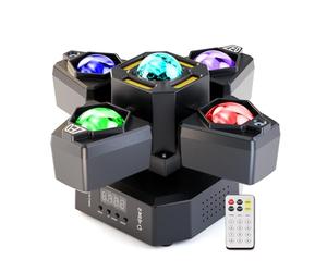 Lyre LED 120W Mini Lumière de Scène,Beam à Tête Mobile à 4 Bras,Projecteur LED RGB avec Télécommande,DMX512,Lumière de Fête Stroboscope pour DJ Fête Bar Mariage Halloween Noël