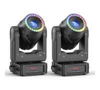 Lyre LED 150W Lumière de Scène Tête Mobile, RGBW Gobo dmx512 Spot Zoom Lumières de Fête avec Effet de Focus 13°-15° 7 Patrons 7 Couleurs 3 Prismes Pour Scène Disco DJ Bar Fête Noël 2PCS