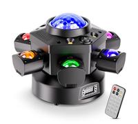 Lyre LED 150W RGBW LED éclairage de scène avec Disco lumière 6 bras lumineux Projecteur de scène avec Télécommande pour DJ Bar Noël Anniversaire Disco