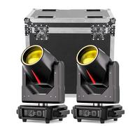 Lyre LED 2PCS avec Flight case 380W Beam Lumière de scène 14 Gobos 15 Couleurs Moving Head Projecteur Disco pour Bar, Club, Mariage, Concerts Soirées