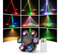 Lyre LED Moving Head 80W RGBW, Projecteur Lumière Disco avec Télécommande, 6 Bras Lumineux + Effet Oeil d'abeille, DMX512 pour DJ Bar Mariage Soirée