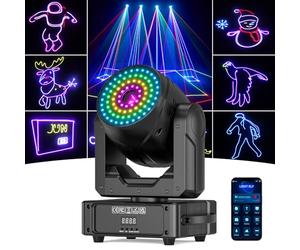 Lyre Lumière de Scène Tête Mobile RGB 150W, Projecteur d'Animation 3D Bluetooth APP DMX512 Lumière Disco Lumière de Fête 28CH Contrôle Sonore pour Scène Bar DJ Club Mariage