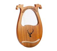 Lyre Lyre harpe en acajou 16 cordes en métal style grec antique avec clé d'accordage - Corps rond - Son agréable - Instrument de musique (protocole)