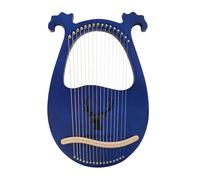Lyre Lyre harpe en acajou 16 cordes en métal style grec antique avec clé d'accordage - Corps rond - Son agréable - Instrument de musique (bleu)