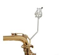 Lyre portable pour saxophone alto et ténor, pupitre de partition avec clé en cuivre pur, 19 x 4,6 x 4,9 (argenté)