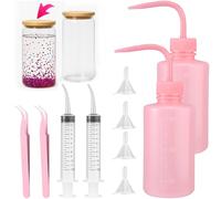 Lyreh 10 Pièces Kit Gobelets Neige Soi Même, Tasse Verre Flocon Contenant Pots Bec Incurvé Seringues Courbées Pince Épiler Entonnoir Fournitures Neige pour Gobelets Paillettes Verre Soi Même