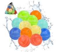 Lyreh 12pcs Ballons d'Eau Réutilisables, Silicone Souple et Rechargeables avec Sac en Filet Jouets d'Été à Remplissage Rapide pour Piscine Plage Activités Plein Air Fêtes(6 Couleurs)