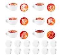 Lyreh 12pcs Mini Tasses à Café, 6 Styles Tasses à Café Miniatures Résine avec 12 Soucoupes Petites Breloques Résine Boissons pour Décoration Micro-Paysage Porte-Clés Boucles d'oreilles